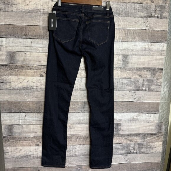 Miss Me Dark Blue Straight Leg Jeans Sz 24 D1001T87 NWT - Picture 2 of 13